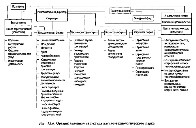 Организационная структура научно-технологического парка