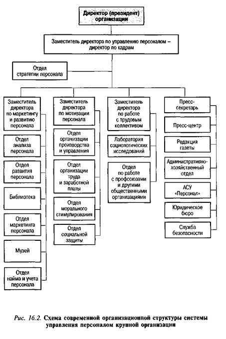 Схема современной организационной структуры системы управления персоналом крупной организации