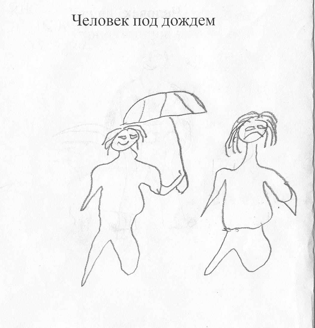 Интерпретация рисунка человек под дождем