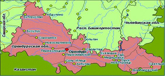 Бузулук оренбургская область на карте