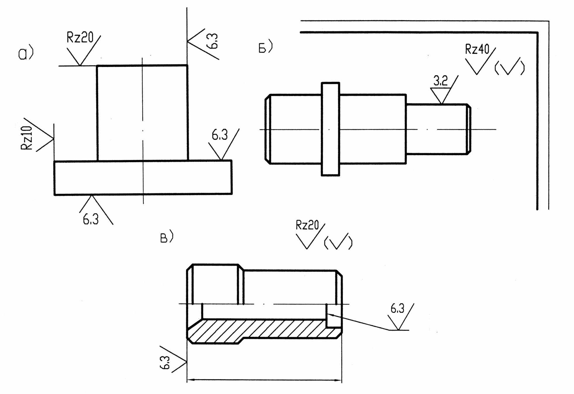Шероховатость на чертеже. Шероховатость rz20 на чертеже. Как обозначить шероховатость на чертеже. Указание шероховатости на четр. Шероховатости торцевых поверхностей на чертеже.