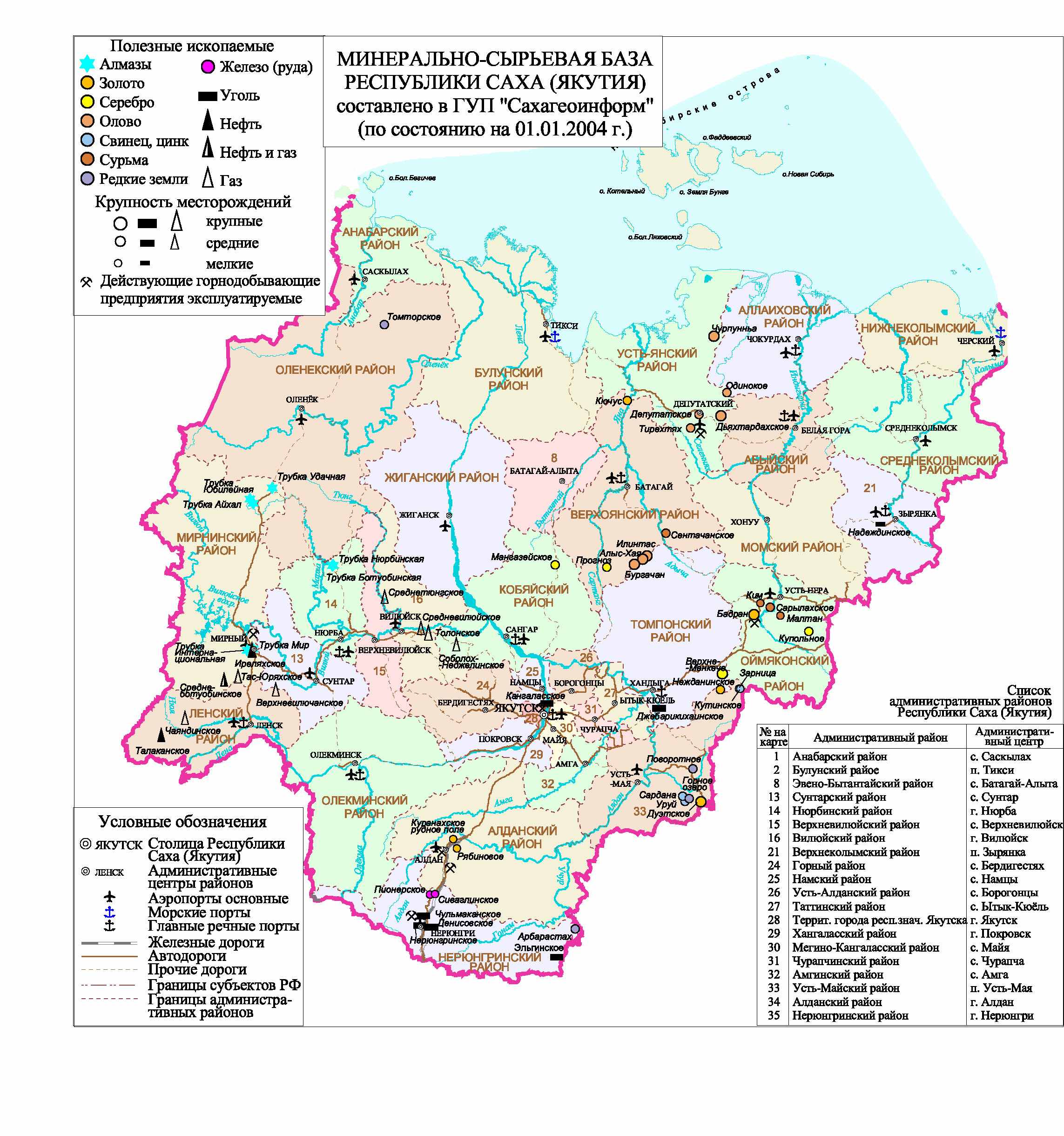 Якутия карта с городами и поселками республики