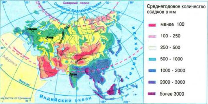 Карта распределения осадков